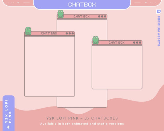 Pink Frog Twitch Chatbox Overlay: Y2K Lofi Animated Stream (Digital Download)