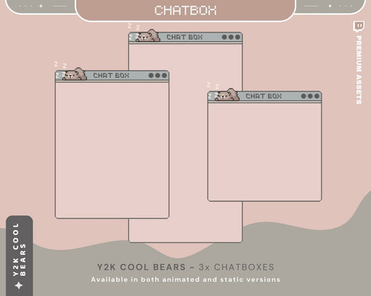 Cute Bear Twitch Chatbox Animation Overlays Animated Chat Obs Streamlabs Studio Stream Lofi Cozy Aesthetic Vtuber Kick Youtube Streaming