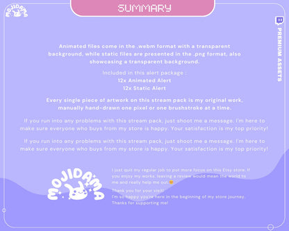Purple Bunny Twitch Alert Overlay: Animated Lofi Stream Package (Digital Download)