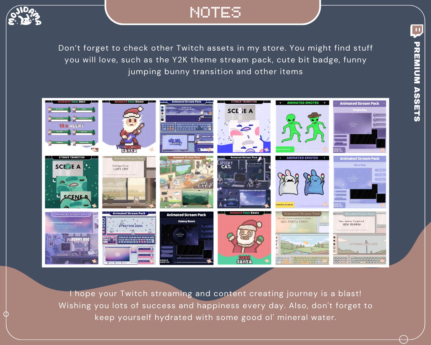 Bunny Twitch Stream Panels: Cute Cozy Lofi Rabbit Overlay for OBS, Streamlabs, YouTube, Kick & Vtuber
