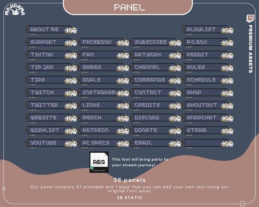 Lofi Kitty Twitch Stream Panels: Cozy Cat Room Overlay (38 .PNG)