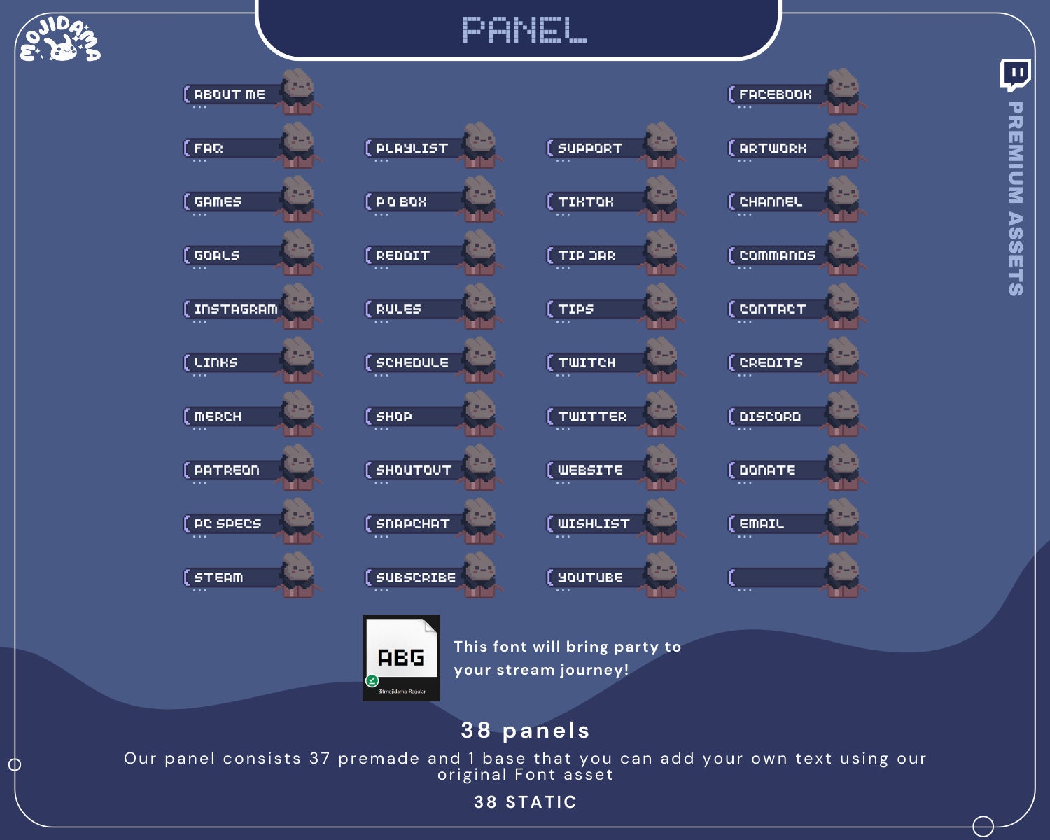 Bunny Twitch Stream Panels: Lofi Rabbit Overlay for OBS/Streamlabs