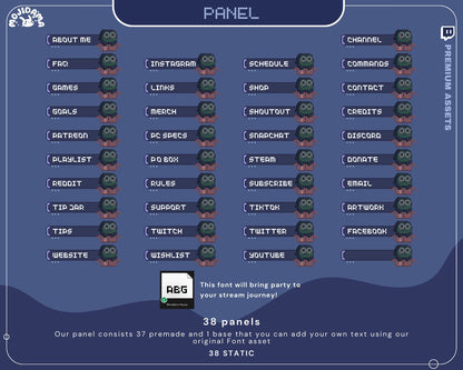 Frog Twitch Stream Panels: Lofi Ghost Theme, 38 Static .PNG Overlays