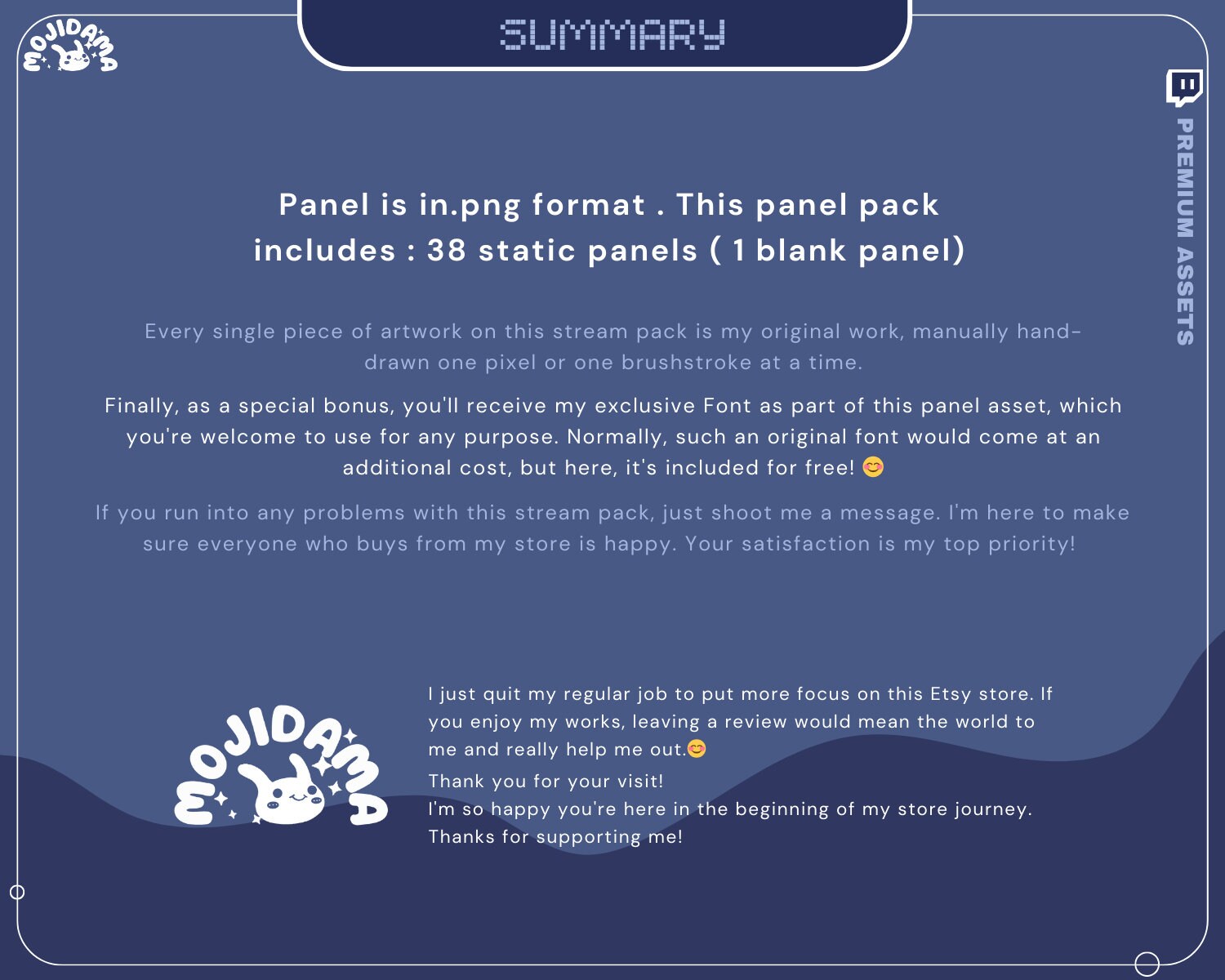 Frog Twitch Stream Panels: Lofi Ghost Theme, 38 Static .PNG Overlays