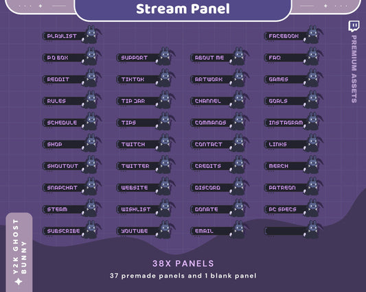 Purple Bunny Stream Panel Purple Ghost Twitch Lofi Aesthetic Funny Cozy Room Panels Overlay Obs Streamlabs Chatting Vtuber Kick Youtube