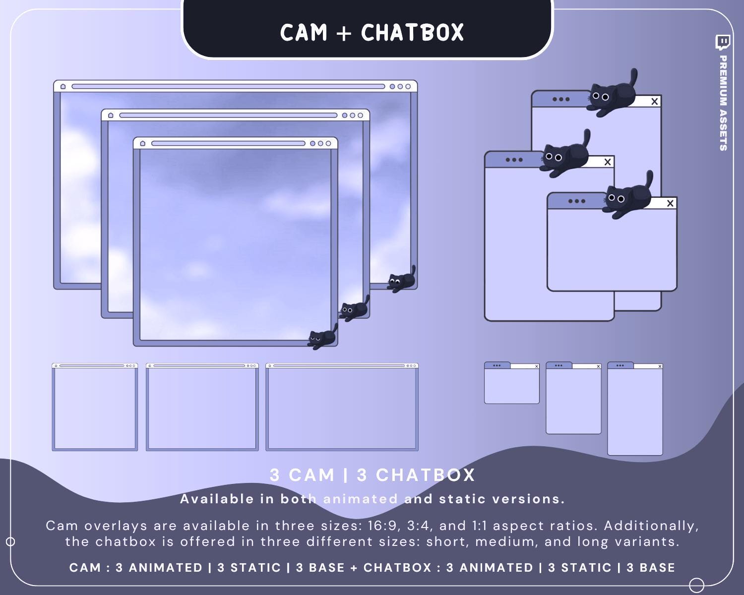 Halloween Twitch Overlay Pack Cat Stream Vtuber Animation Overlaye Kitty Cute Spooky Full Streaming Package Obs Streamlabs Lofi Aesthetic