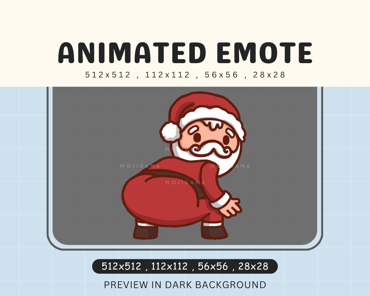 Twerk Santa Animated Emote: Kawaii Christmas Twitch, Kick, Discord (Digital Download)