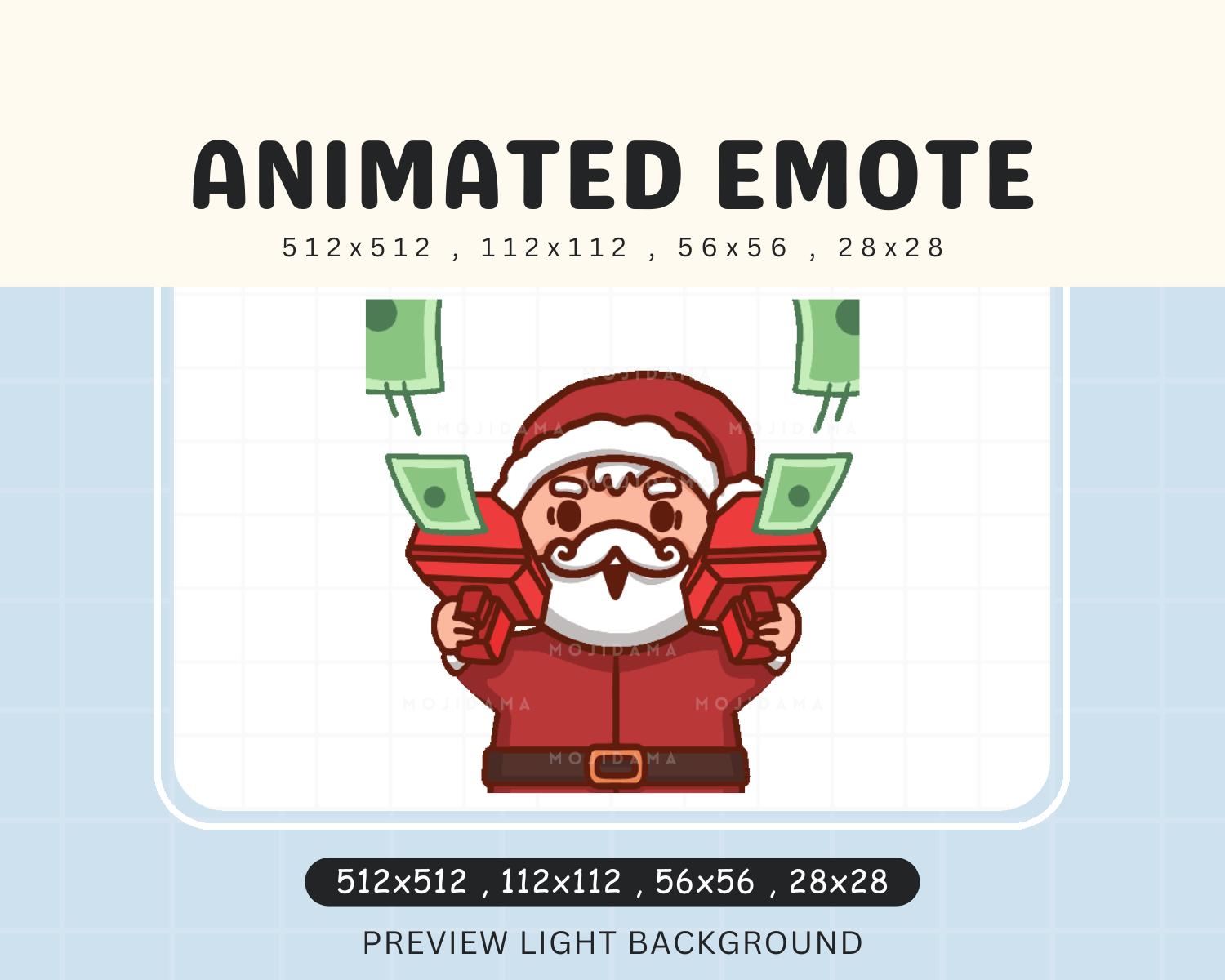 Santa Twitch Emotes Animation Money Gun Christmas Animated Xmas Kawaii Emote For Streamers Vtuber Chibi Streaming Kick Youtube Discord