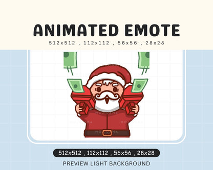 Santa Twitch Emotes Animation Money Gun Christmas Animated Xmas Kawaii Emote For Streamers Vtuber Chibi Streaming Kick Youtube Discord