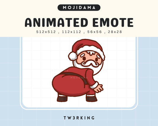 Twerk Santa Animated Emote: Kawaii Christmas Twitch, Kick, Discord (Digital Download)