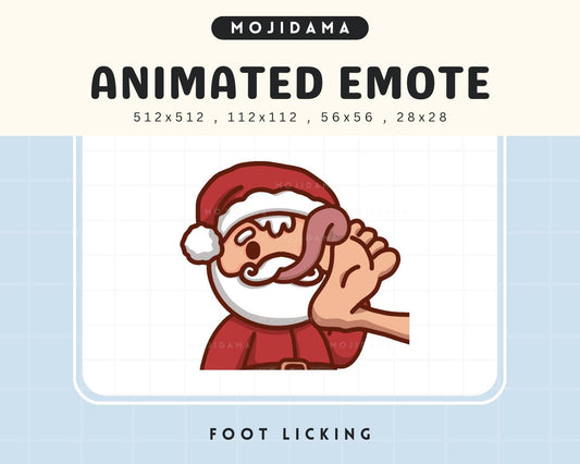 Funny Santa Foot Lick Animated Emote: Christmas Twitch, Kick, Discord (Digital Download)