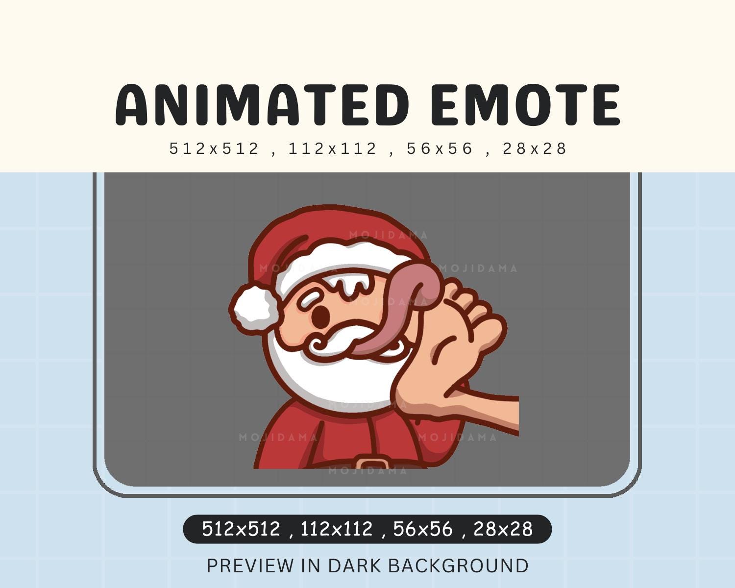 Funny Santa Foot Lick Animated Emote: Christmas Twitch, Kick, Discord (Digital Download)