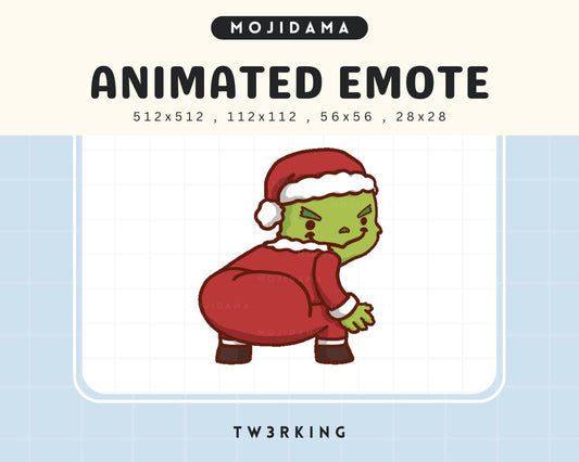 Grinch Christmas Twerk Animated Emote: Chibi Xmas Vtuber (Digital Download)