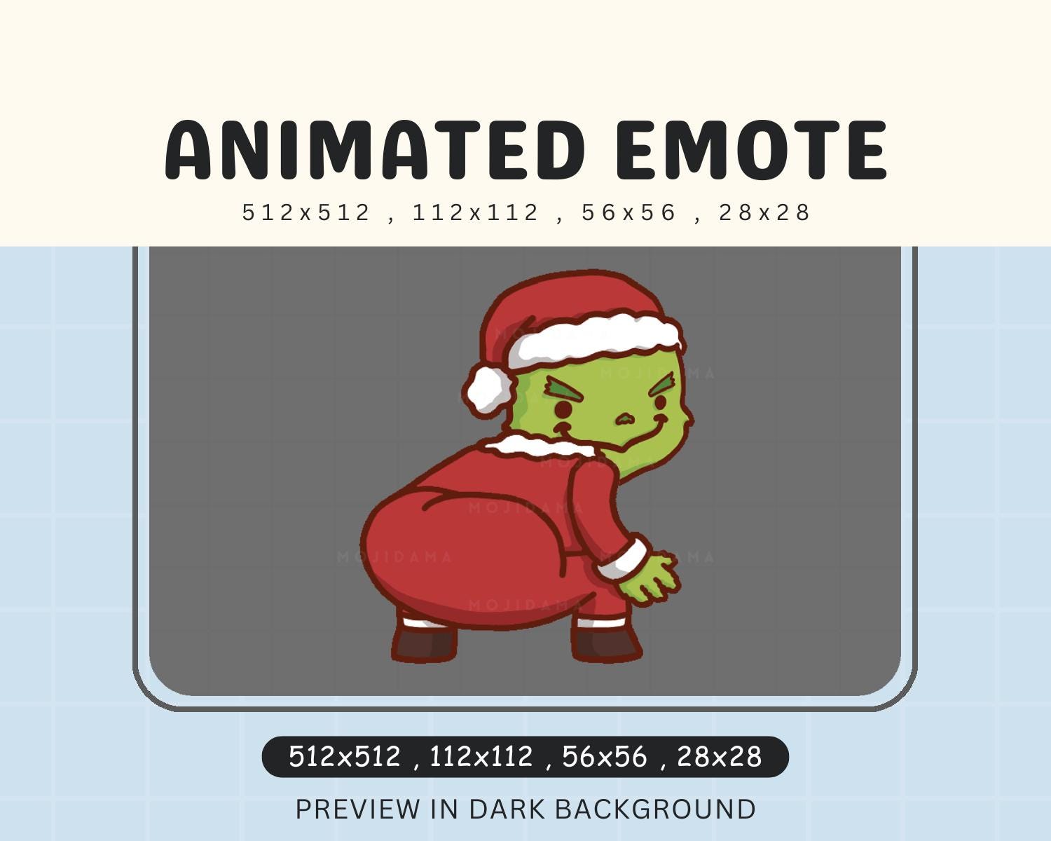 Grinch Christmas Twerk Animated Emote: Chibi Xmas Vtuber (Digital Download)