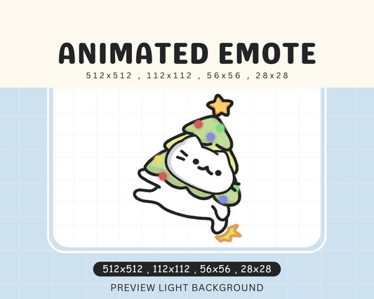 Dancing Cat Christmas Emote: Kawaii Chibi Animated Xmas Tree (Digital Download)
