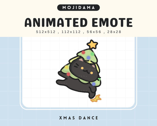 Christmas Cat Animated Twitch Emote: Kawaii Xmas Tree (Digital Download)