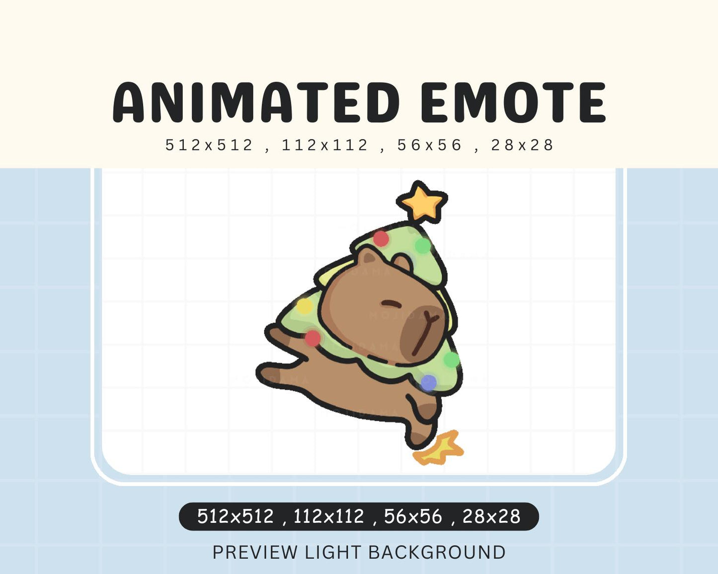 Animated Christmas Capybara Emote: Chibi Santa (Digital Download)