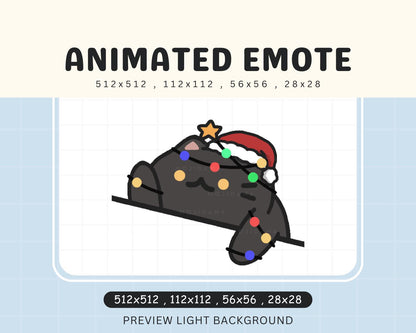 Animation Black Bongo Kitty Meow Christmas Xmas Kawaii Emote