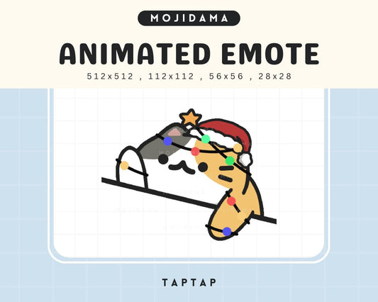 Christmas Bongo Cat Animated Twitch Emote: Kawaii Vtuber Chibi (Digital File)