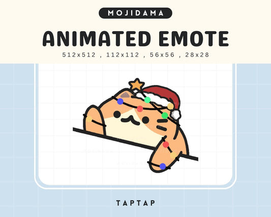 Orange Cat Bongo Christmas Animated Emote: Kawaii Chibi Vtuber (Digital Download)