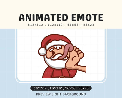 Funny Santa Foot Lick Animated Emote: Christmas Twitch, Kick, Discord (Digital Download)