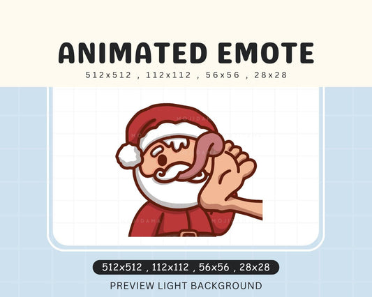 Funny Santa Foot Lick Animated Emote: Christmas Twitch, Kick, Discord (Digital Download)