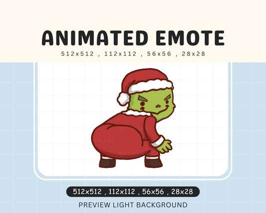Grinch Christmas Twerk Animated Emote: Chibi Xmas Vtuber (Digital Download)