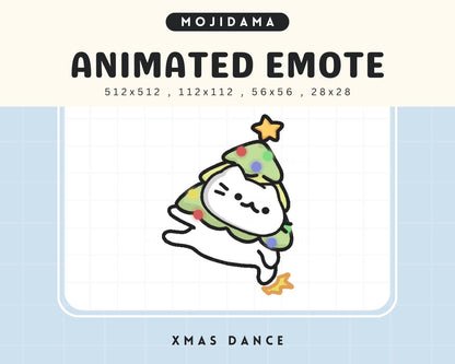 Dancing Cat Christmas Emote: Kawaii Chibi Animated Xmas Tree (Digital Download)