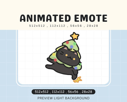 Christmas Cat Animated Twitch Emote: Kawaii Xmas Tree (Digital Download)