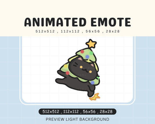 Christmas Cat Animated Twitch Emote: Kawaii Xmas Tree (Digital Download)