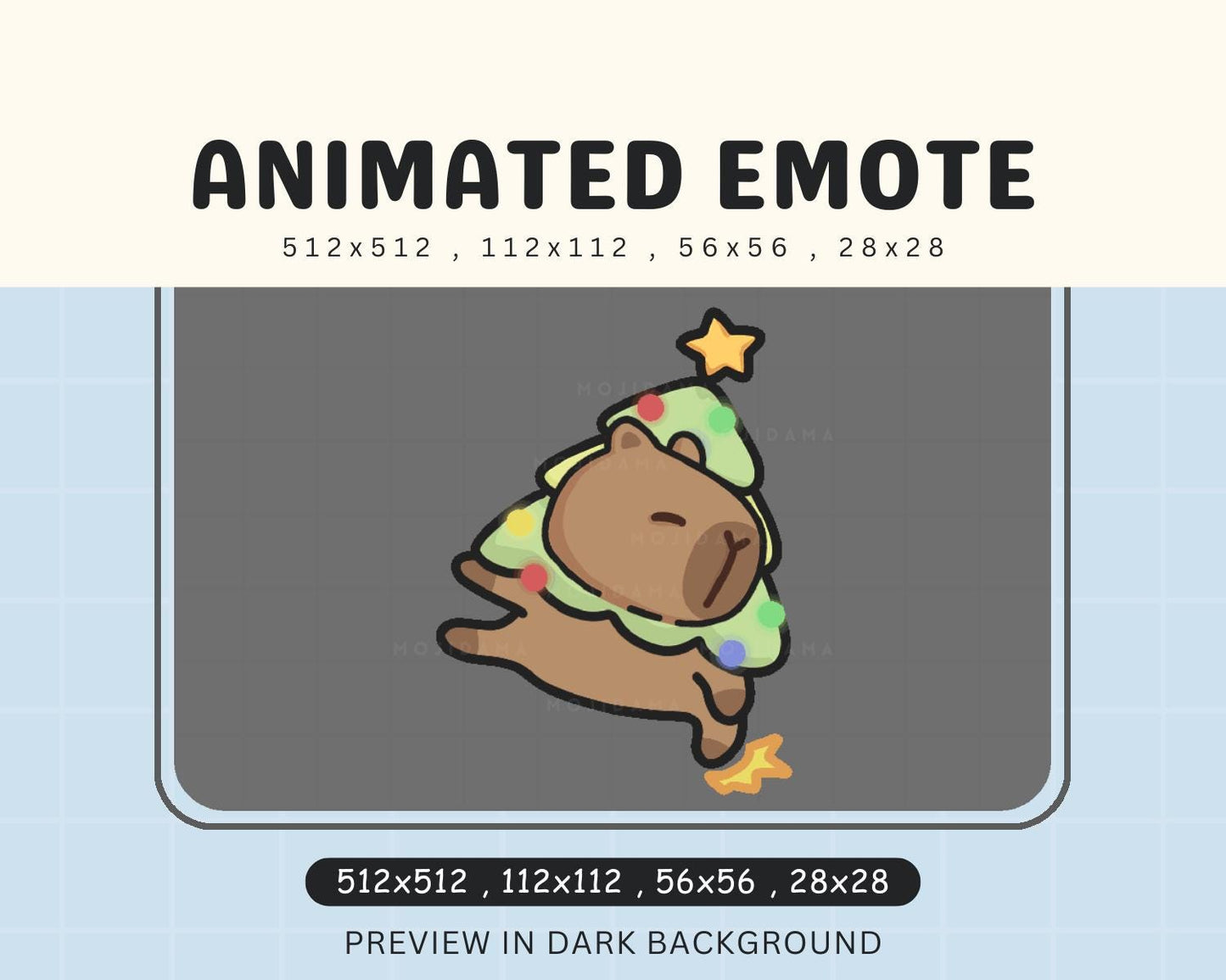 Animated Christmas Capybara Emote: Chibi Santa (Digital Download)
