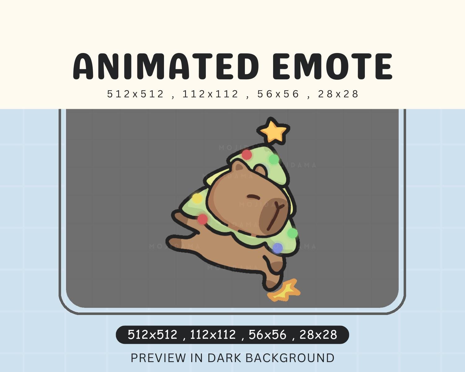 Animated Christmas Capybara Emote: Chibi Santa (Digital Download)