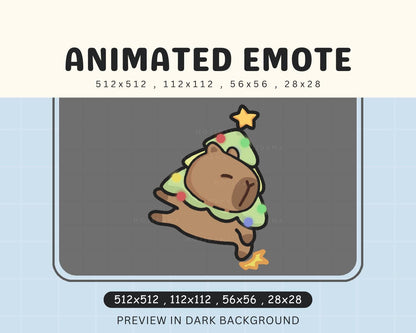 Animated Christmas Capybara Emote: Chibi Santa (Digital Download)