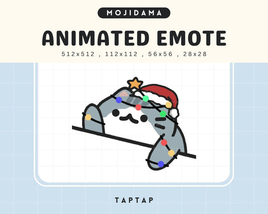 Christmas Cat Bongo Animated Twitch Emote: Kawaii Chibi Vtuber (Digital File)