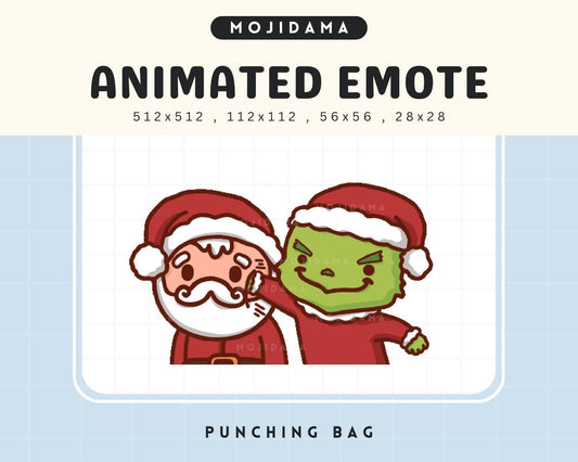 Grinch Santa Twitch Emotes Animation Punching Chibi Christmas Animated Grinchmas Santa Xmas Kawaii Emote Vtuber Streamer OBS Emot Youtube