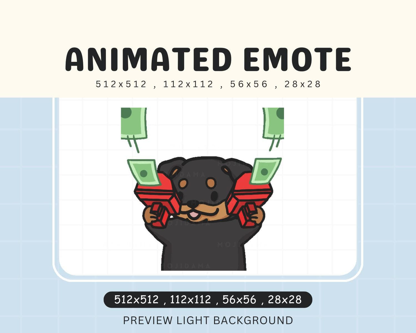 Cute Chibi Animated Rottweiler Kawaii Emote