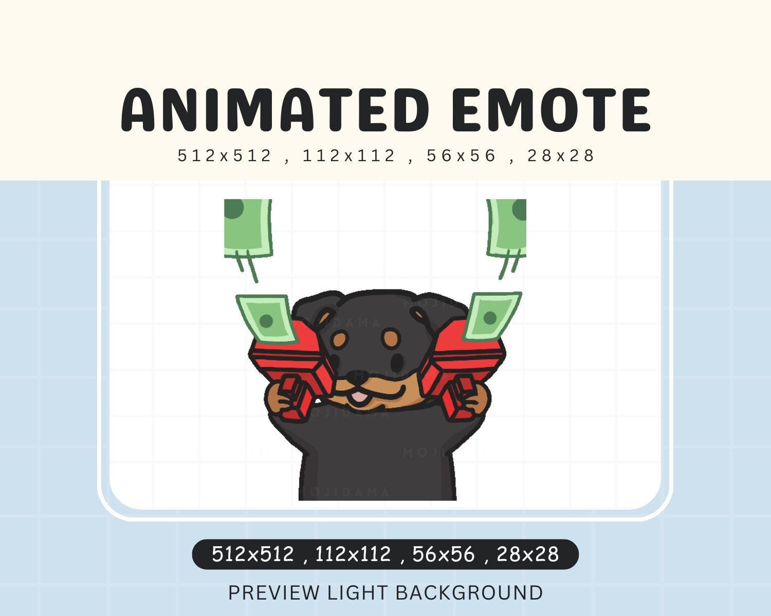 Cute Chibi Animated Rottweiler Kawaii Emote