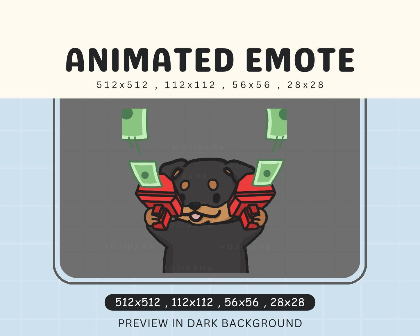 Rottweiler Kawaii Emote Vtuber Streamer Live Streaming Discord Funny Emot Stream