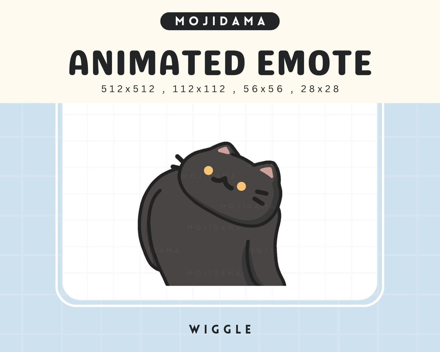 Black Cat Twitch Emotes Animation Wiggle Cute Chibi Animated Emot Kitty Kawaii Wiggling Emote Kitten Vtuber Streamer Live Discord Kick Emot