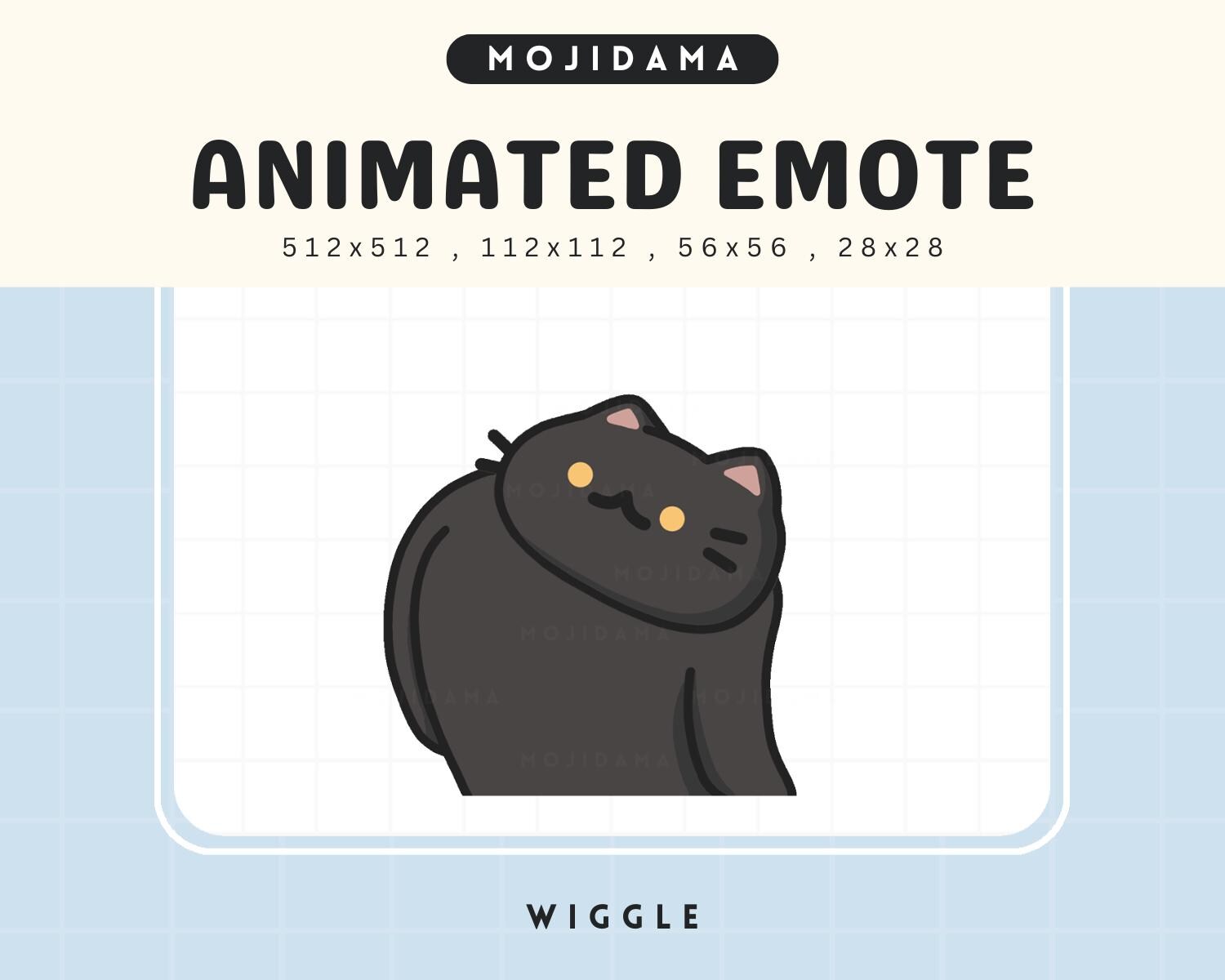 Black Cat Twitch Emotes Animation Wiggle Cute Chibi Animated Emot Kitty Kawaii Wiggling Emote Kitten Vtuber Streamer Live Discord Kick Emot