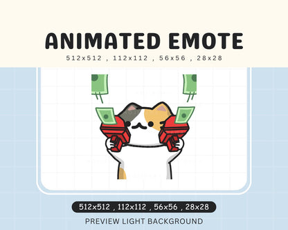 White Cat Emotes Animation Orange Kitty Twitch Money Rich Cute Chibi Animated Black Kitten Kawaii Emote Vtuber Streamer Funny Emot Stream