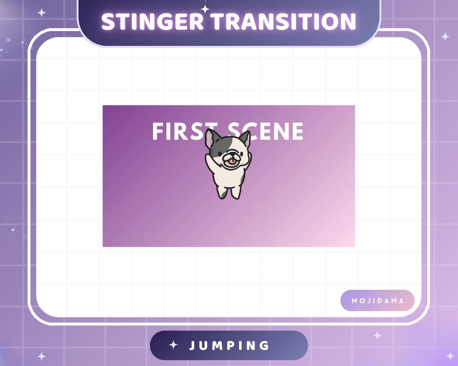 French Bulldog Dog Emotes Animation: Cute Chibi Twitch Animated Transition Stinger for Streaming on OBS, Streamlabs, Discord & YouTube