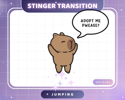 Capybara Jumping Twitch Transition Stinger Obs Streamlabs Cute Jump Animation Gaming Switch Change Scene Screen Funny Vtuber Kick Youtube