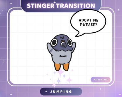 Pigeon Jumping Twitch Transition Stinger Obs Streamlabs Cute Animation Gaming Switch Change Scene Screen Funny Kawaii Vtuber Kick Youtube