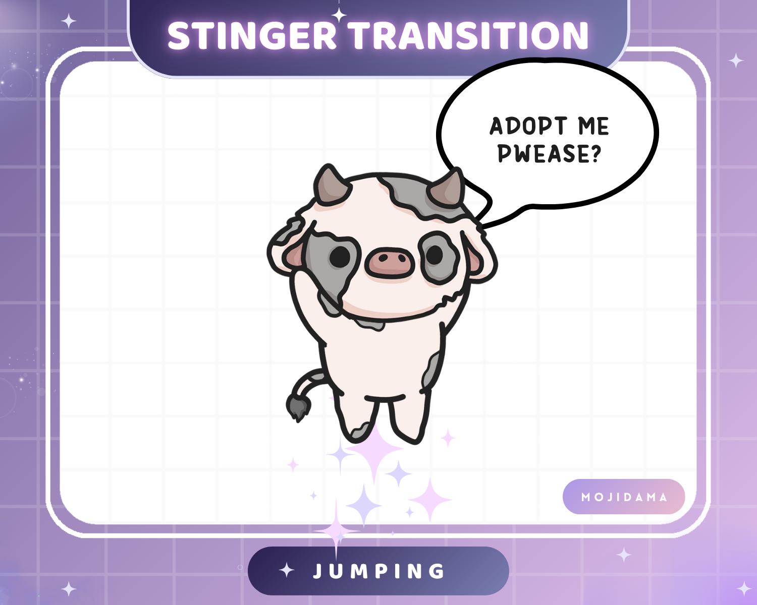 Cow Jumping Twitch Transition Stinger Animation Obs Streamlabs Cute Jump Gaming Switch Change Scene Screen Funny Kawaii Vtuber Kick Youtube
