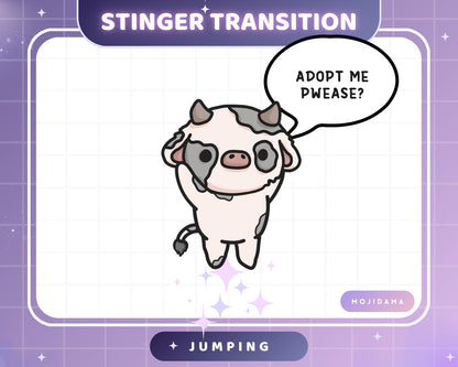Cow Jumping Twitch Transition Stinger Animation Obs Streamlabs Cute Jump Gaming Switch Change Scene Screen Funny Kawaii Vtuber Kick Youtube