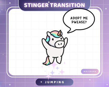 Unicorn Twitch Stinger Transition Jumping Animation Cute Gaming Switch Change Scene Screen Funny Kawaii Vtuber Kick Youtube Obs Streamlabs