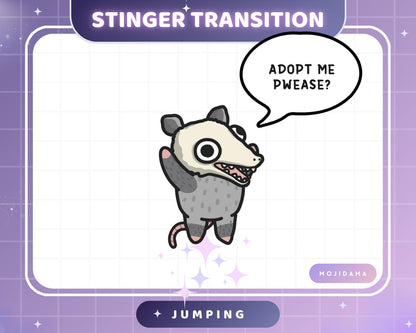 Possum Twitch Stinger Transition Jumping Animation Cute Rat Opossum Gaming Switch Change Scene Screen Kawaii Vtuber Youtube Obs Streamlabs