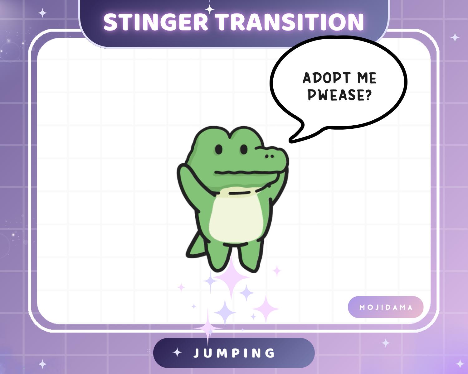 Crocodile Jumping Twitch Transition Stinger Alligator Streamlabs Cute Animation Gaming Switch Change Scene Screen Kawaii Vtuber Kick Youtube
