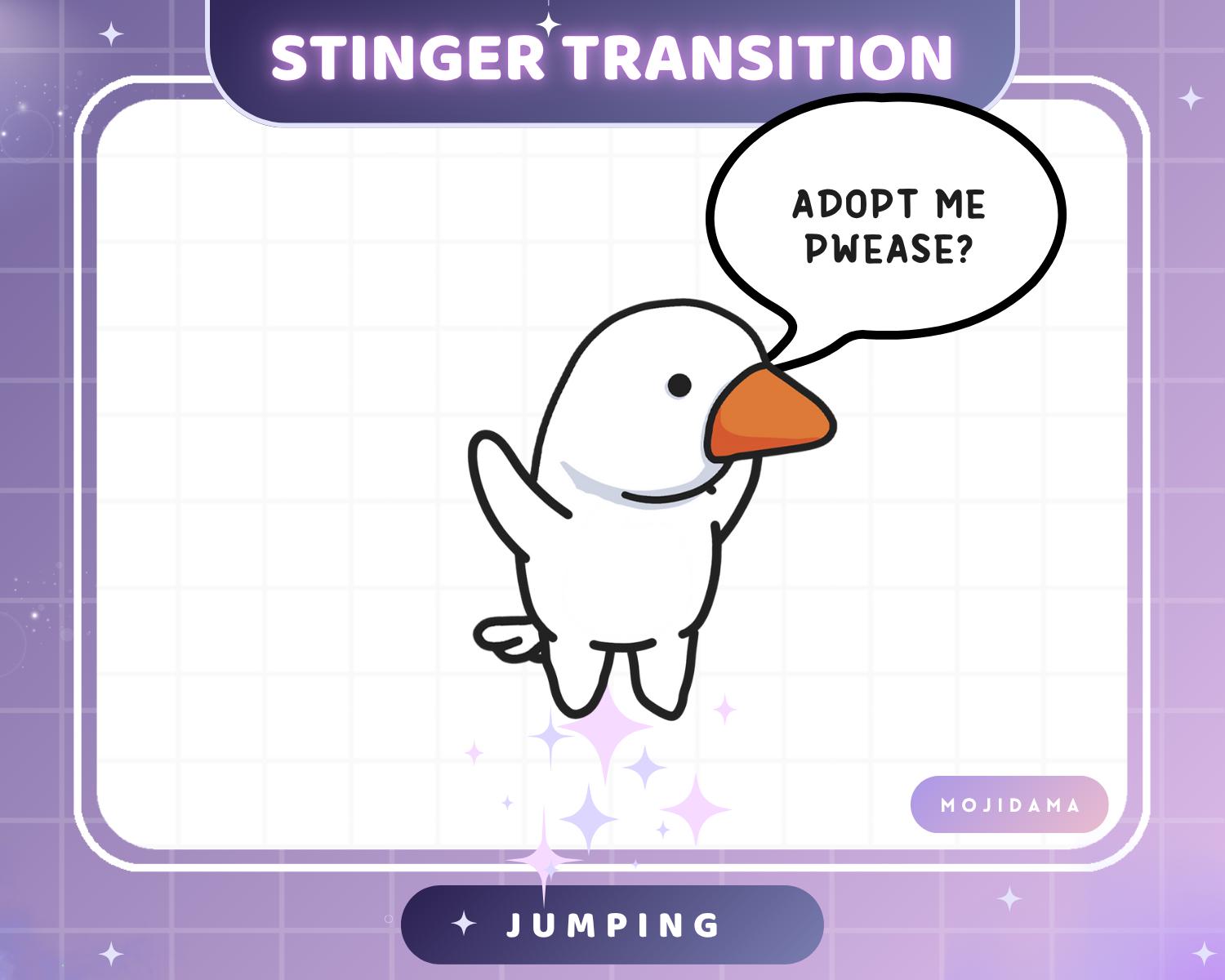 Silly Goose Twitch Transition Stinger Jumping Obs Streamlabs Cute Animation Gaming Switch Change Scene Screen Kawaii Vtuber Kick Youtube